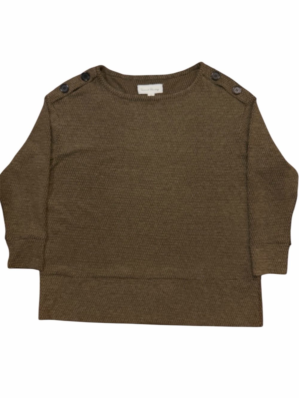 French Laundry Brown Button-Shoulder Knit Sweatshirt sz. 1X